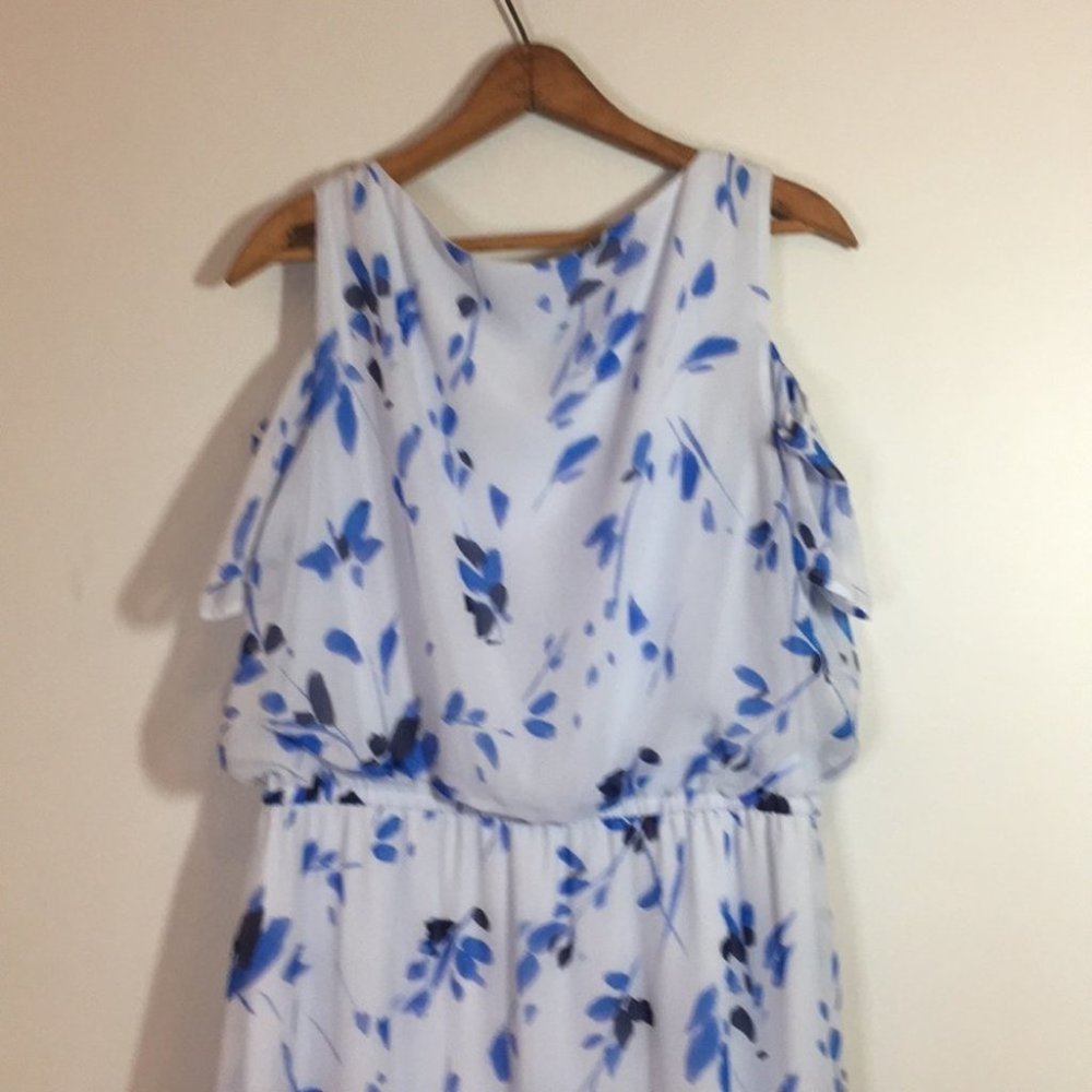 Nine West floral womens front slit dress half sleeve size 10 elastic waist NWOT - Picture 8 of 8